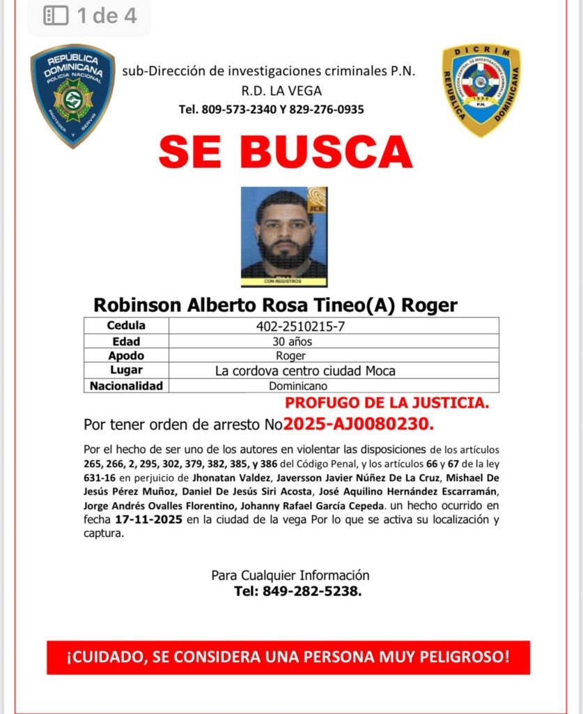 Policía Nacional de La Vega emite alerta y activa búsqueda de tres hombres señalados en caso ocurrido el 17 de noviembre - Noticias de hoy en República Dominicana | De Último Minuto