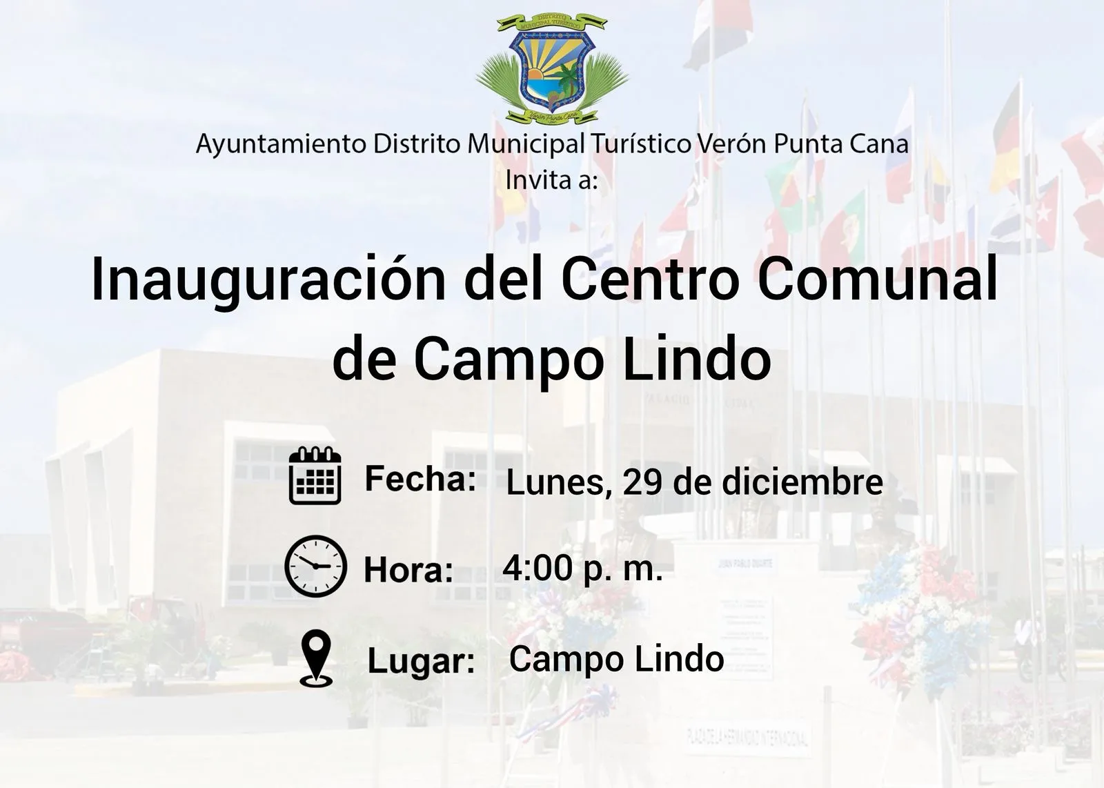 Ayuntamiento de Verón–Punta Cana inaugurará Centro Comunal en Campo Lindo