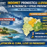 INDOMET pronostica lluvias aisladas en La Altagracia y otras provincias por sistema frontal