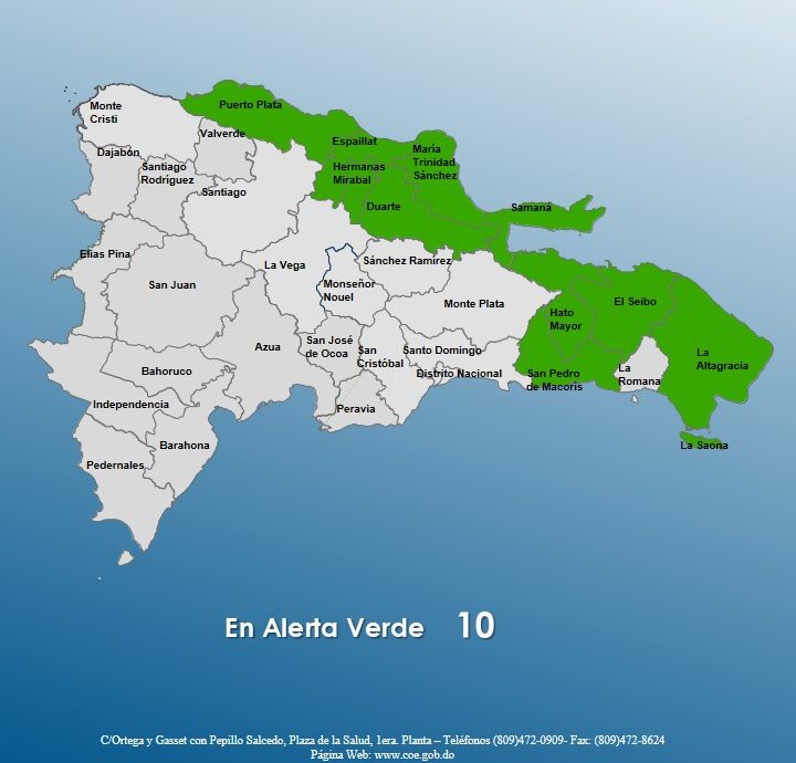 El COE eleva a diez las provincias en alerta verde por lluvias
